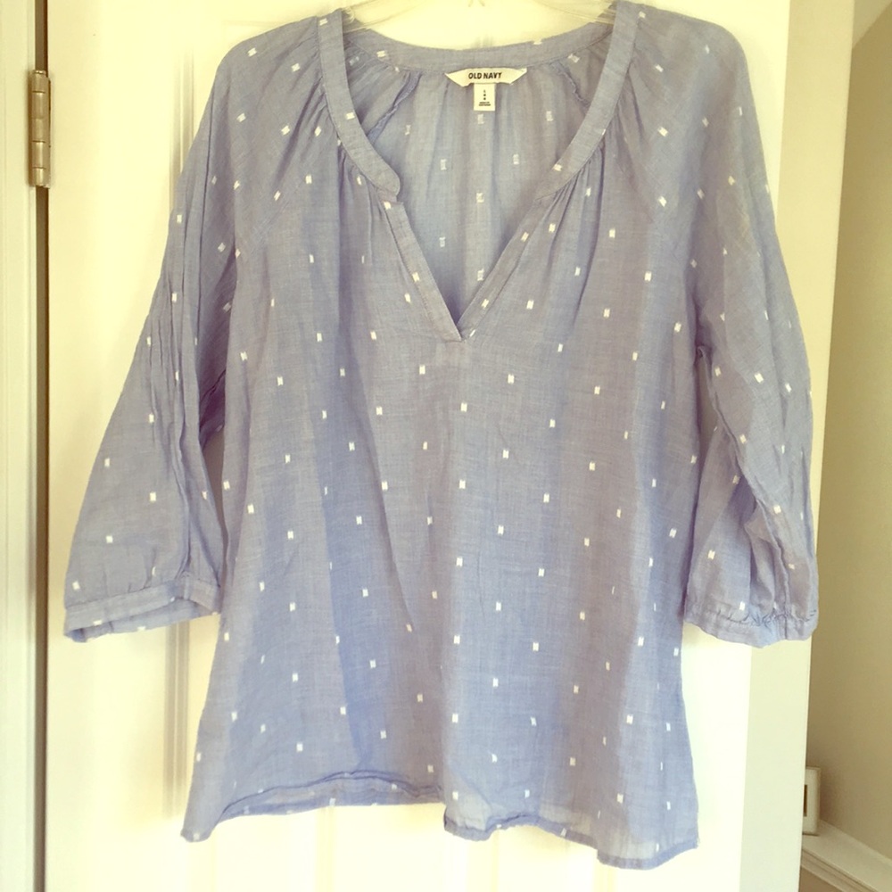 Blue and White Cotton Top in Very Good Condition